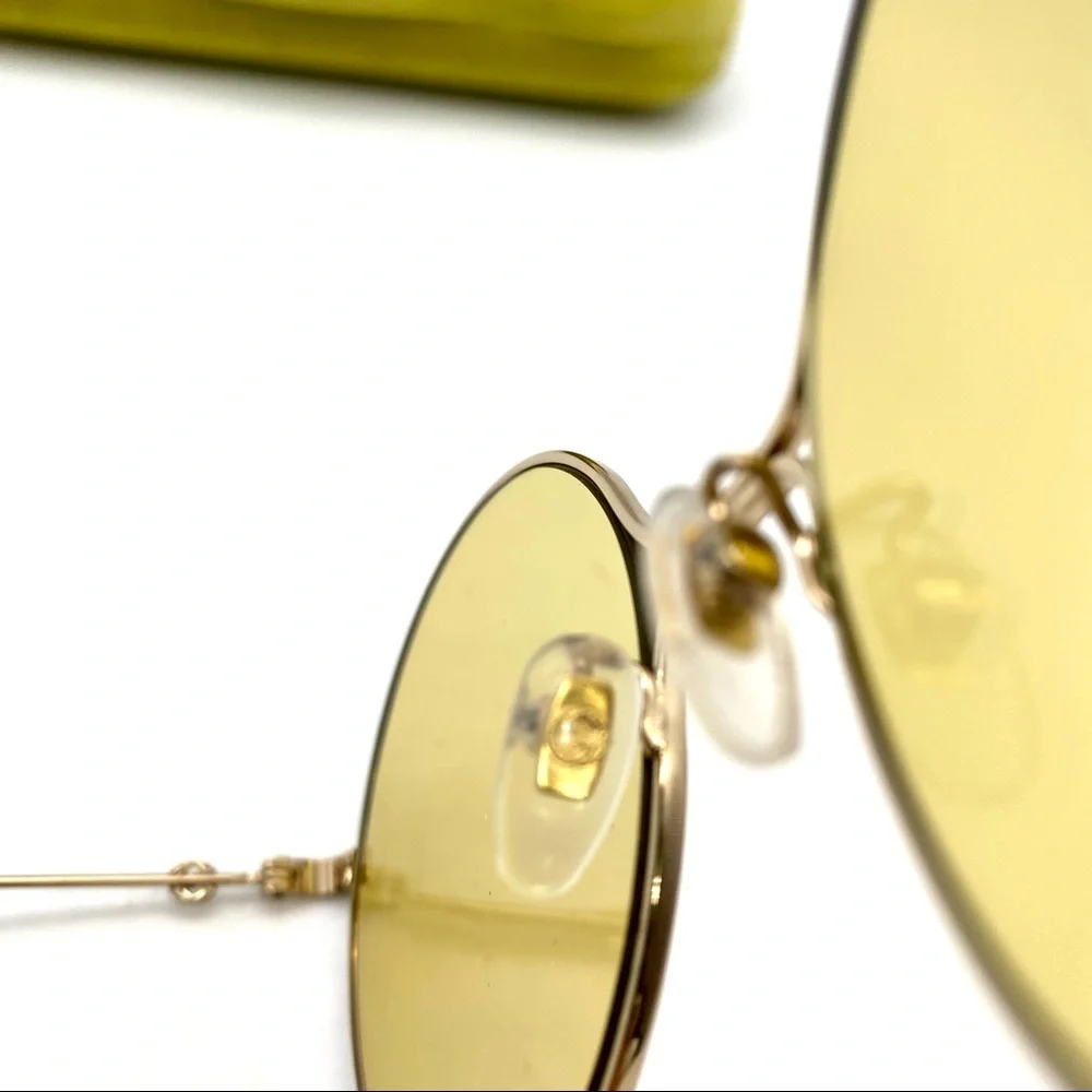 Gucci Round Blue and Red Metal Sunglasses with Yellow Lenses